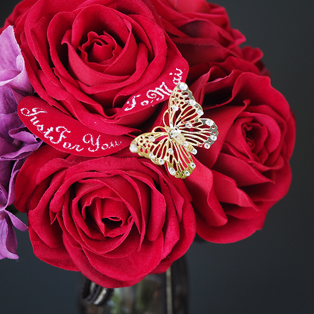 メッセージフラワー赤バラ花束